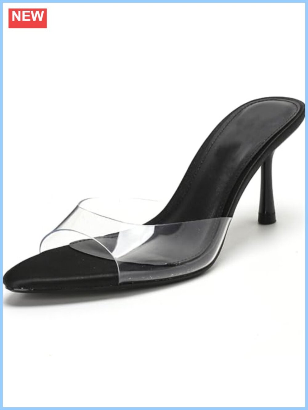 Women's Open Toe Stiletto Heel Sandals Transparent Strap Slip On Slides Party